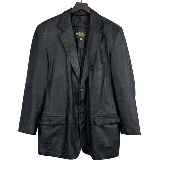 Napoleon Soft Leather Sportcoat Blazer Black Jacket - 42 - Picture 1 of 11